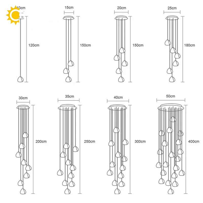 Decorbites™ Kristallkugel-Leuchter: Langer verstellbarer Treppen-Stauchleuchter, ideal für Zuhause & Restaurant