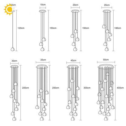 Decorbites™ Kristallkugel-Leuchter: Langer verstellbarer Treppen-Stauchleuchter, ideal für Zuhause & Restaurant