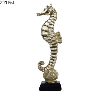 Decorbites™ Vergoldete Meerjungfrau-Statue Harz-Skulptur Raumdekoration Meeresorganismus-Ornament