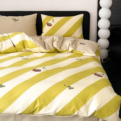 Decorbites™ Bestickte Baumwoll-Bettwäsche-Set, Bettwäsche-Set für Kingsize-Bett mit weichem Bettlaken