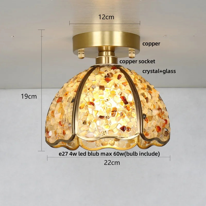 DecorBites™ Crystal Glass LED Ceiling Light Copper Canopy Nordic Modern Design
