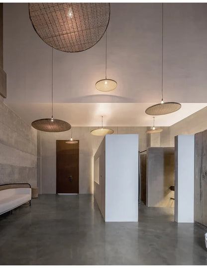 Japanisches Retro-Bambus-Handgefertigtes Restaurant-Pendant-Licht im Wabi-Sabi-Stil für Hotel-Bankettsäle, Unterkünfte und Teeräume