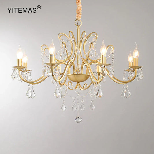 Decorbites™ Gold-Kristall-Lüster mit Lampenschirm für elegantes Wohnzimmer, Schlafzimmer und Küche