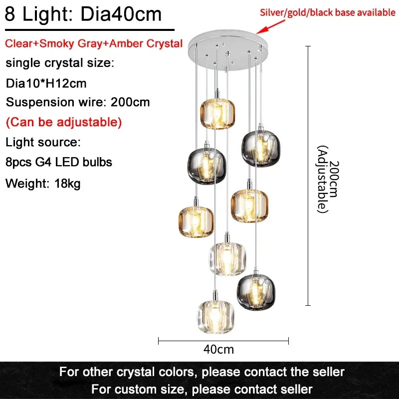 DecorBites™ Crystal LED Chandelier for Living Room Staircase Kitchen Island Light