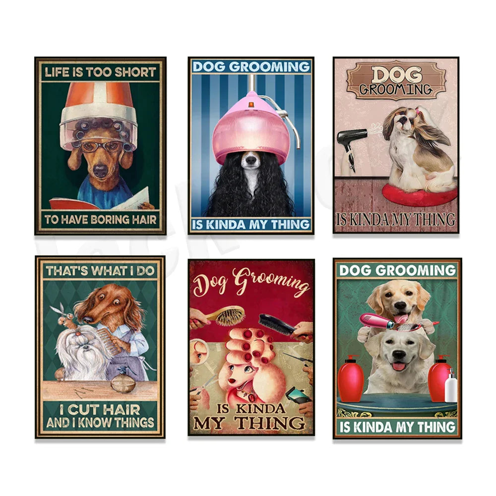 DecorBites™ Dog Grooming Poster: Funny Dog Grooming Gifts for Dog Moms