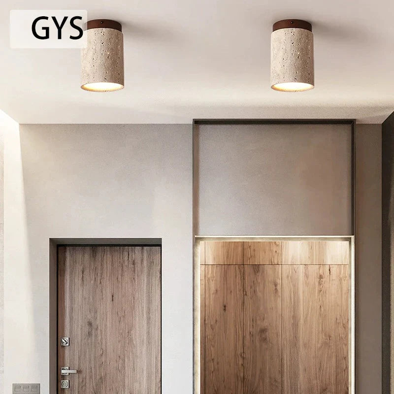 Decorbites™ Japanischer Stil Stein-Holz-Runder LED-Deckenleuchte für Wohnzimmer und Flur