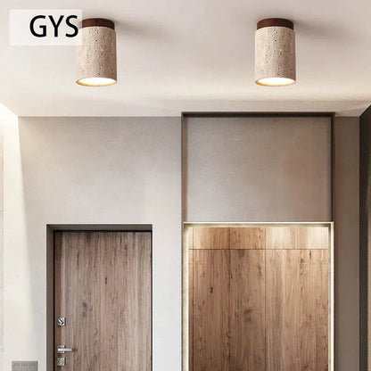 Decorbites™ Japanischer Stil Stein-Holz-Runder LED-Deckenleuchte für Wohnzimmer und Flur