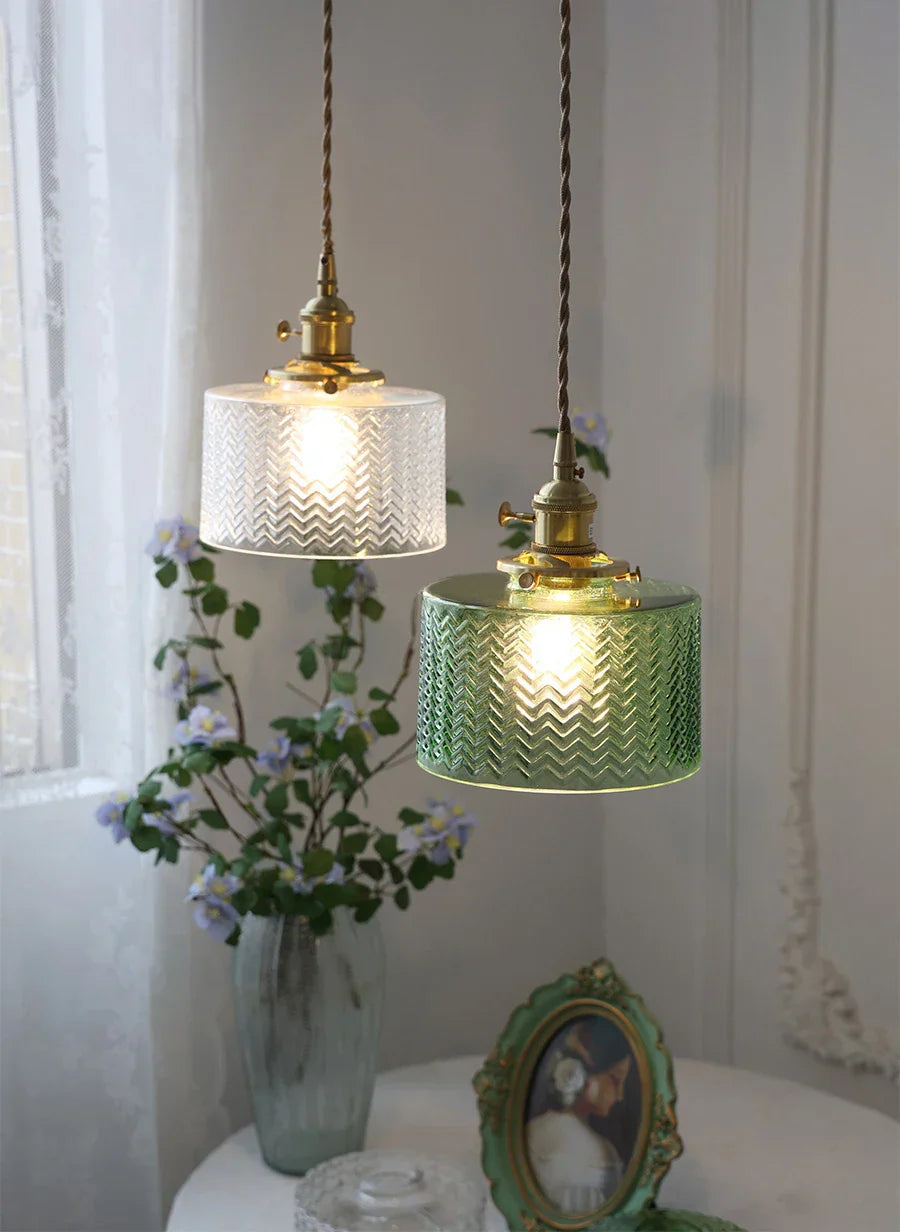 Decorbites™ Glas-Schirm-Kronleuchter-Deckenlampe für Schlafzimmer Esszimmer Grün Vintage LED