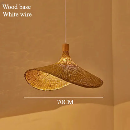 Handwoven Bamboo Straw Hat Pendant Light