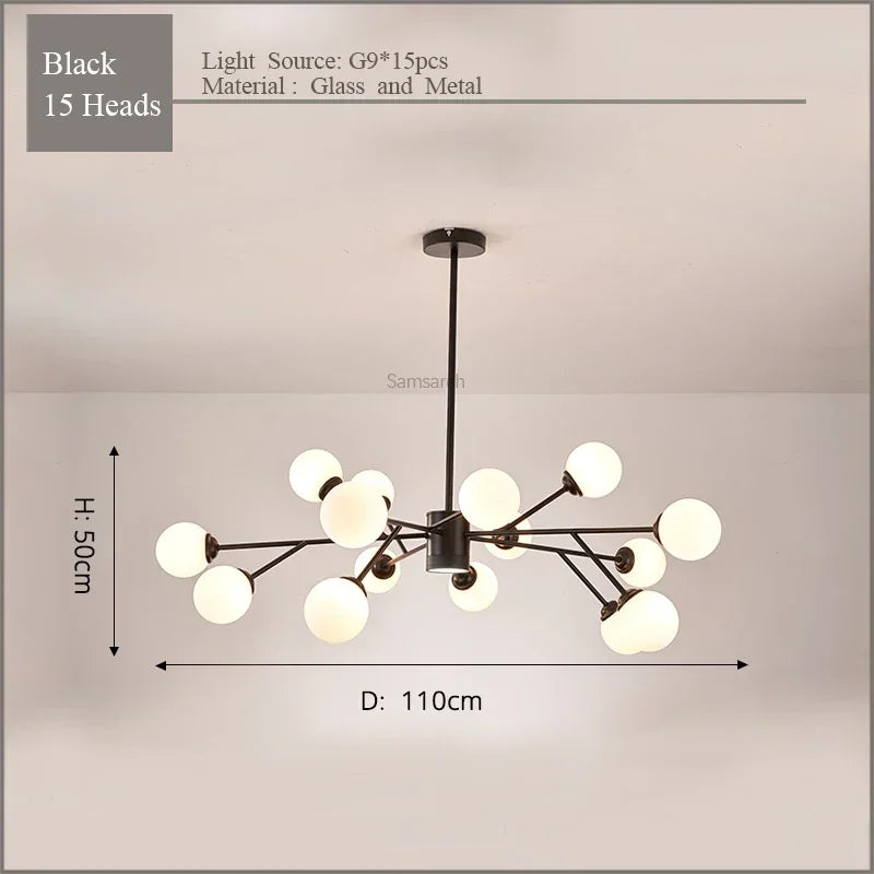 Gold Black LED Chandelier 18-Head For Bedroom