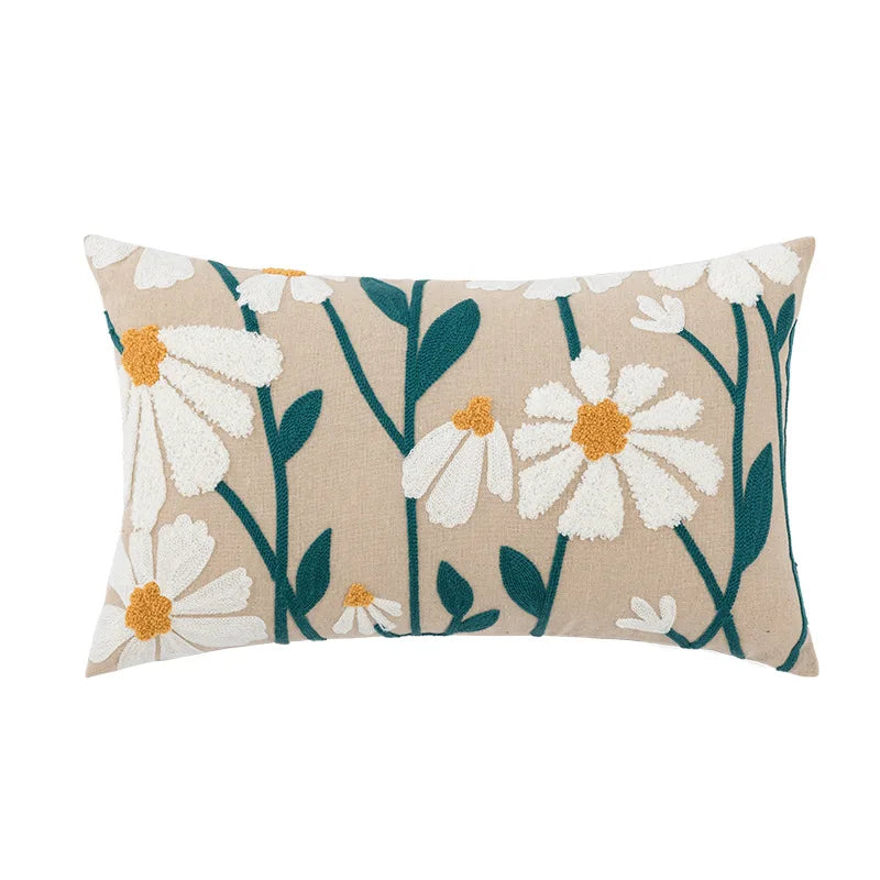 Decorbites™ Daisy Home Floral Geometrische Stickerei Kissenbezug 45x45cm/30x50cm Gelb Blau