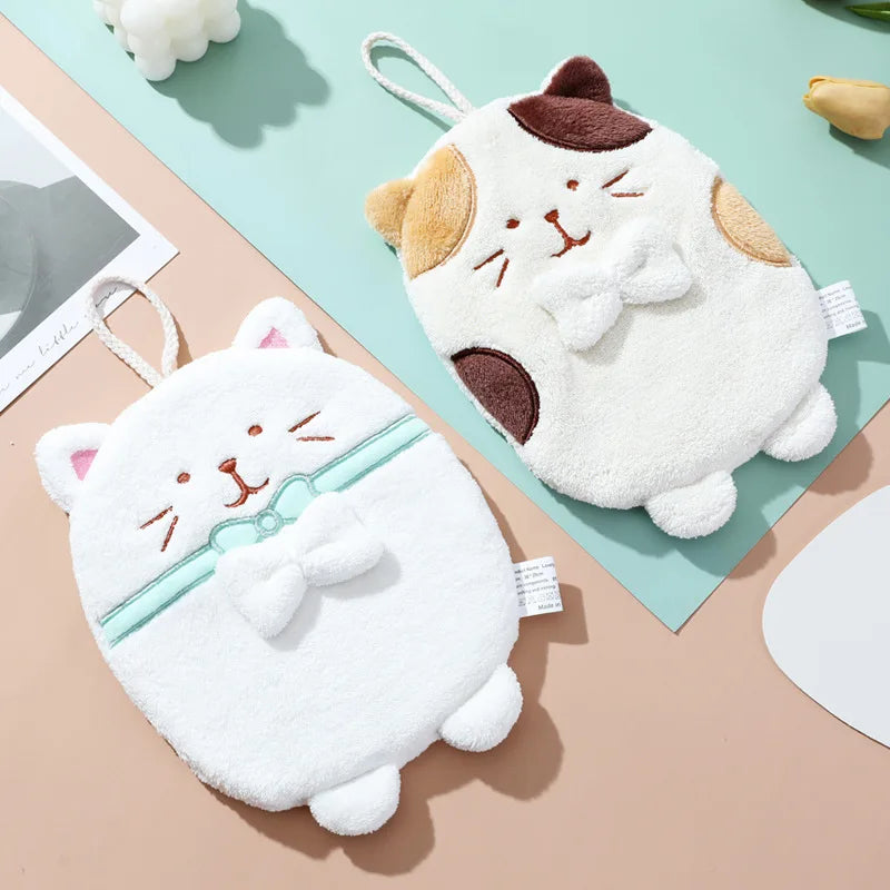 Decorbites™ Süßes Katzen-Handtuch: Dickes, schnell trocknendes Küchen- und Badezimmer-Frotteehandtuch