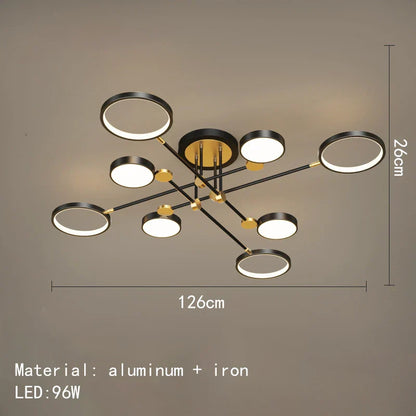 Decorbites™ Gold Schwarz Metall LED Kronleuchter – Minimalistisches 3-Farbtemperatur-Beleuchtung für Wohnzimmer und Restaurant
