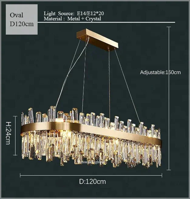 DecorBites™ Crystal LED Oval Chandelier for Dining Room Lighting