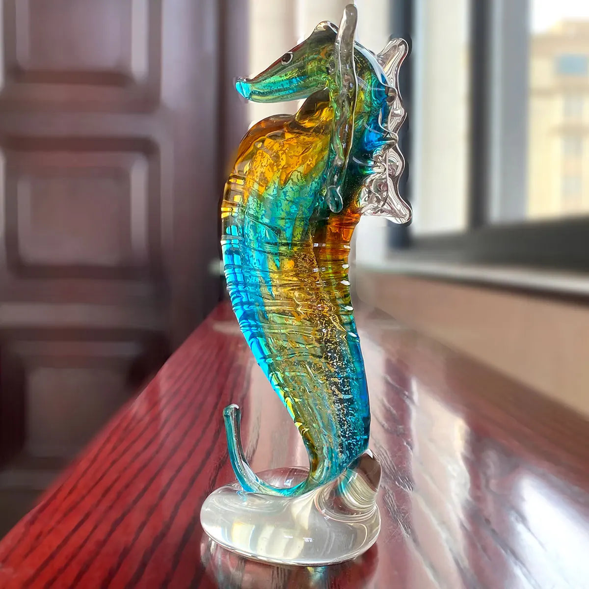 Decorbites™ Handgeblasene Glas-Seepferdchen-Figur, Kristall-Tier-Handwerks-Sammlungsausstellung