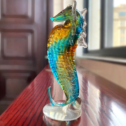 Decorbites™ Handgeblasene Glas-Seepferdchen-Figur, Kristall-Tier-Handwerks-Sammlungsausstellung