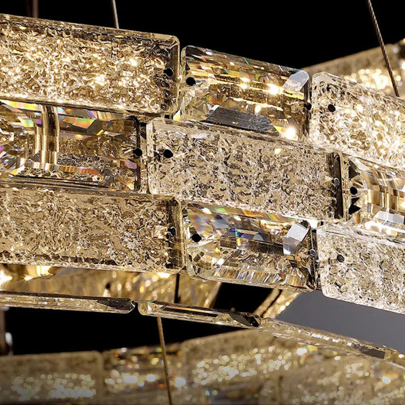 Decorbites™ Golden Crystal Ring Kronleuchter: Luxuriöse Glanz-Deckenbeleuchtung für modernes Wohnzimmer