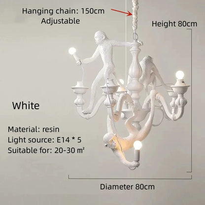 Decorbites™ 3-Affen-Hängeleuchter - Schwarz-weißes Harz - Hochwertige Innen-LED-Dekoration