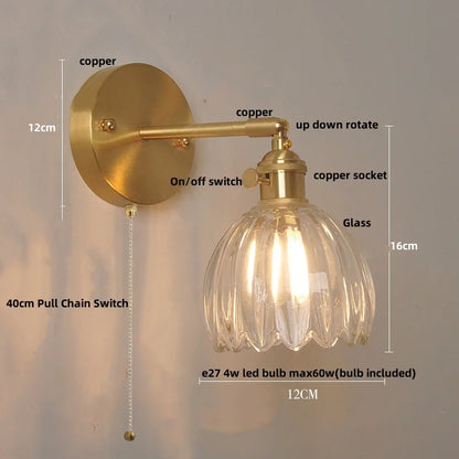 DecorBites™ Glass Copper LED Wall Sconce, Modern Kitchen Dining Room Bedside Lamp Wandlamp
