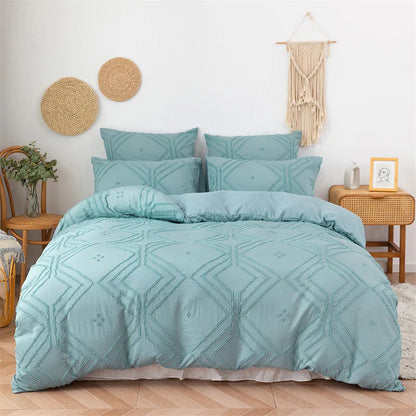 Decorbites™ Geometrisch Geschnittene Blumen-Daunenbezug-Set King Size Hochwertige Bettwäsche