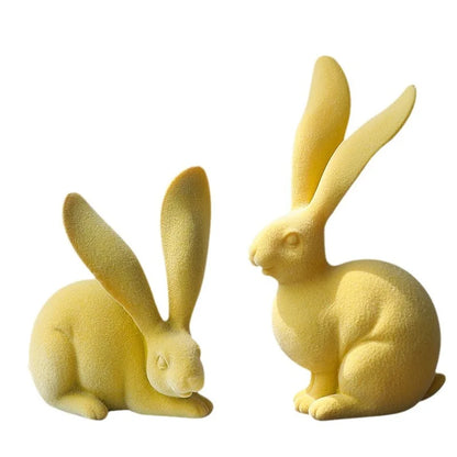 Decorbites™ Abstrakte Hasen-Figuren: Flauschige Hasen-Resin-Kunst-Dekorationsornamente