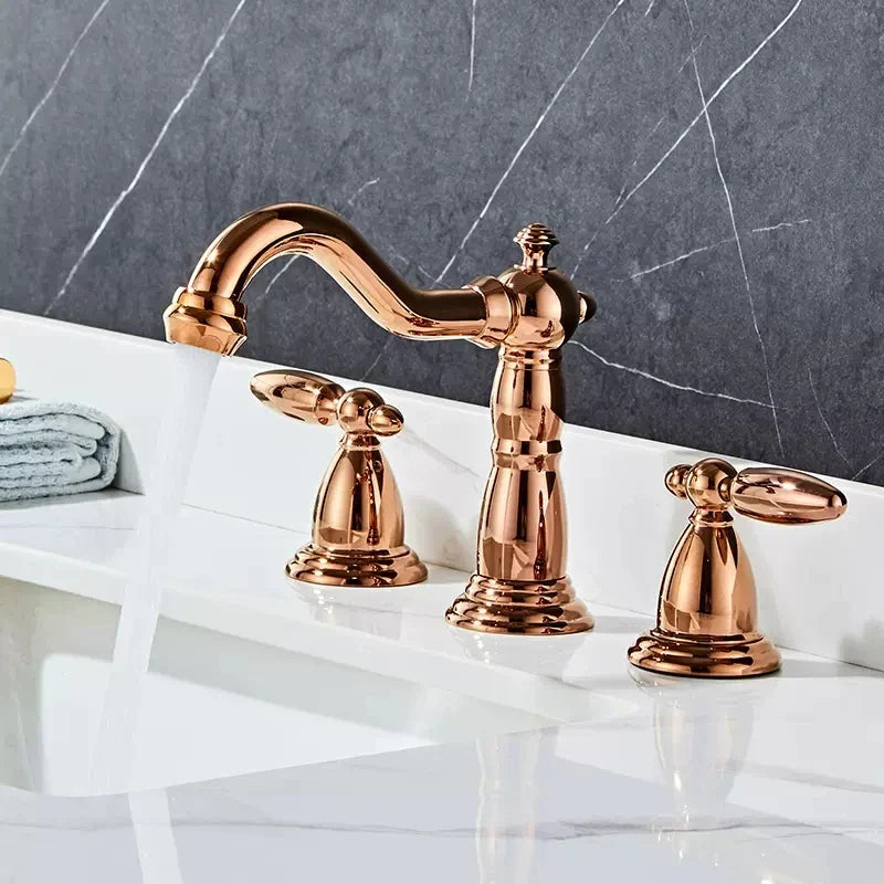 Gold Widespread Bathroom Faucet