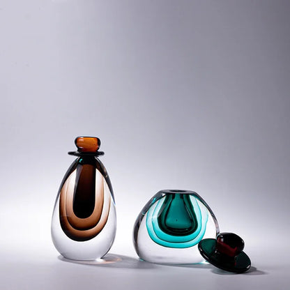 Decorbites™ Doppelt gefärbtes Glasgefäß mit Deckel in Gradient-Design für Terrarien-Dekoration