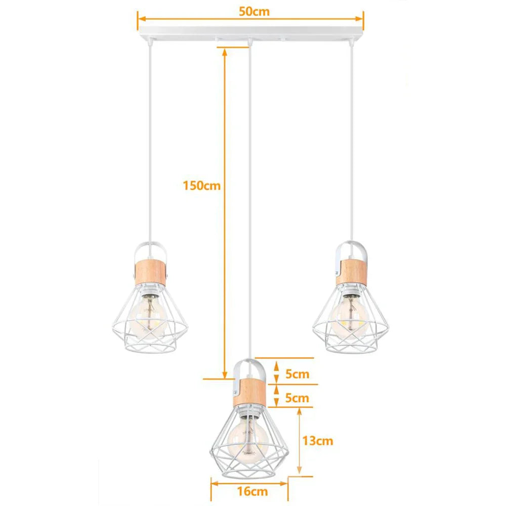 Decorbites™ Industrielle Holz-Hängeleuchte für Esszimmer Wohnzimmer Küche LED-Leuchte