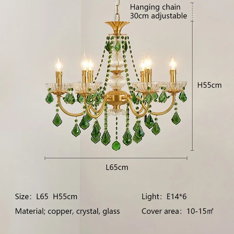 Green Crystal Boho Chandelier