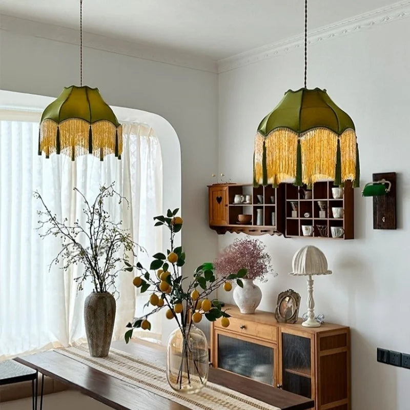 Decorbites™ Grüner Troddel-LED-Hängeleuchte - Amerikanische Vintage-Hängelampe für Zuhause und Café.