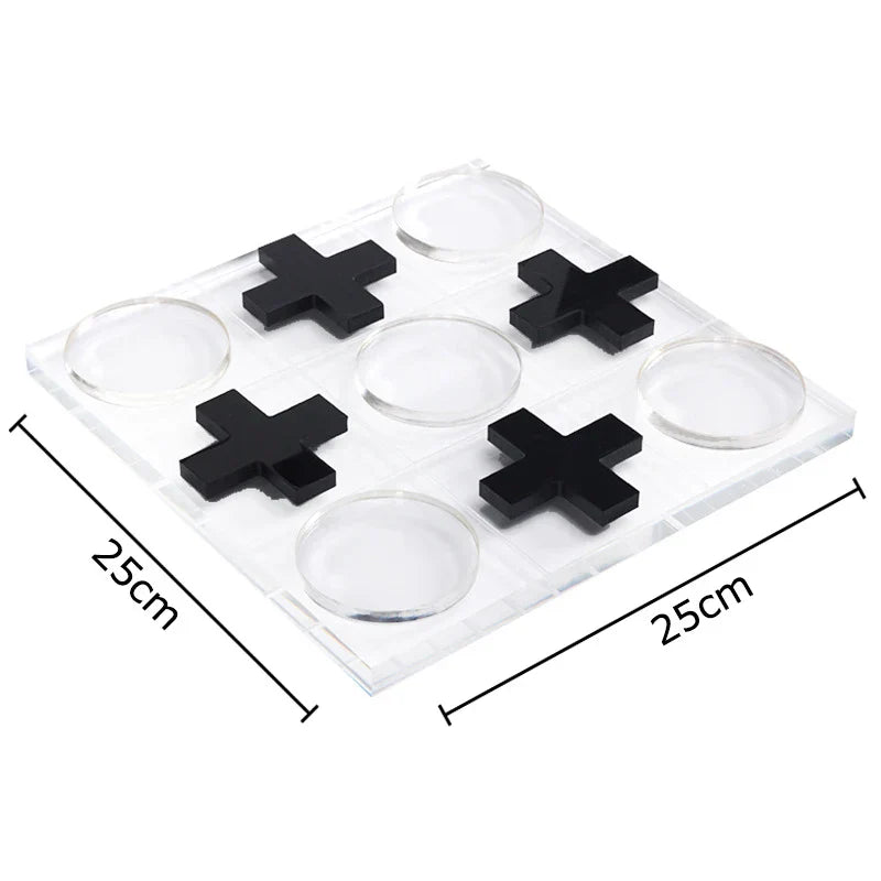 Decorbites™ Acryl-Tic-Tac-Toe-Schachbrett-Set: Geometrische Kunstwerke Ornamente & Schachfiguren