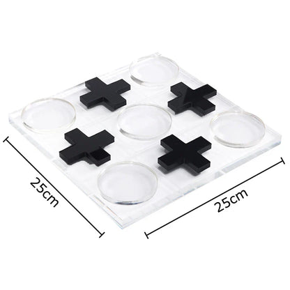Decorbites™ Acryl-Tic-Tac-Toe-Schachbrett-Set: Geometrische Kunstwerke Ornamente & Schachfiguren