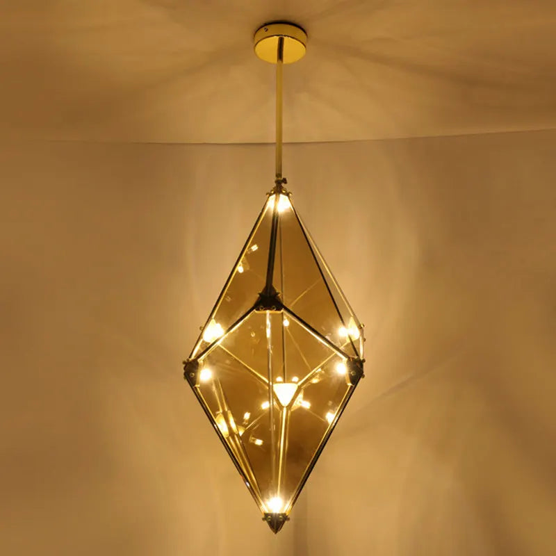 Decorbites™ Diamantglas LED-Hängeleuchte in Rauchgrau-Amber für das Wohnzimmer