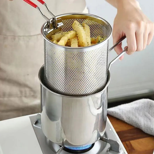 Decorbites™ Fritteuse-Topf mit Sieb, Küchenkochutensil zum Braten von Hähnchen und Pommes frites