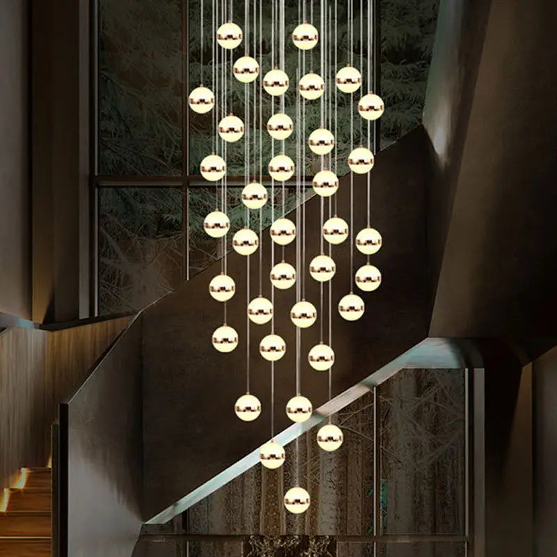 Gold Acrylic Staircase Chandelier