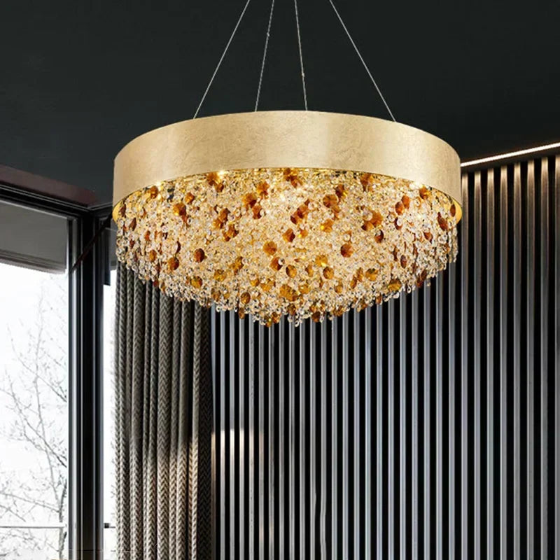Decorbites™ Rundes Kristall-Leuchter-Pendant-Lampe für Wohnzimmer, Hotelfoyer, Kücheninsel