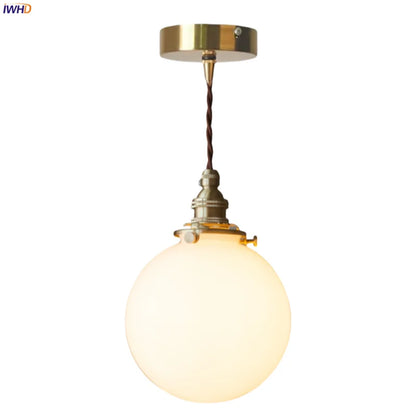 Decorbites™ Cremeglas-Kugel-LED-Hängeleuchte für Küche und Wohnzimmer im nordischen Vintage-Stil aus Kupfer