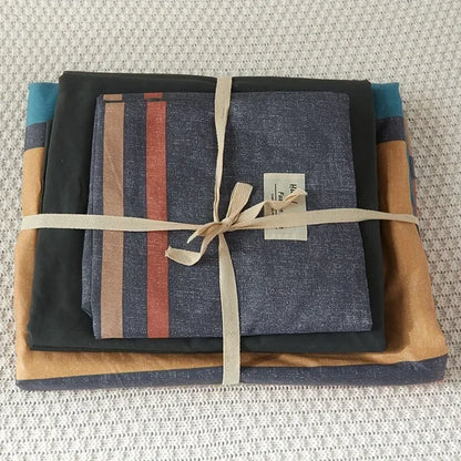 Decorbites™ Japanisches Gittermuster-Bettwäsche-Set aus gewaschener Baumwolle für sommerlichen Komfort