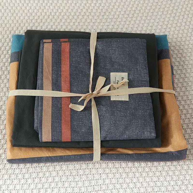 Cotton Grid Print Bed Set