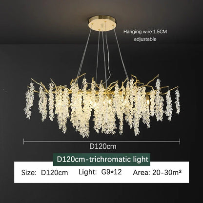 Decorbites™ Goldener Ast-Kristall-Leuchter für luxuriöses europäisches Wohnzimmer