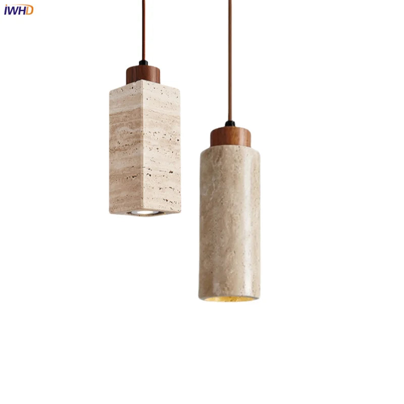 Decorbites™ Japanischer Stein-LED-Pendant-Lampe Gelber Travertin Wabi-Sabi Hängelampe