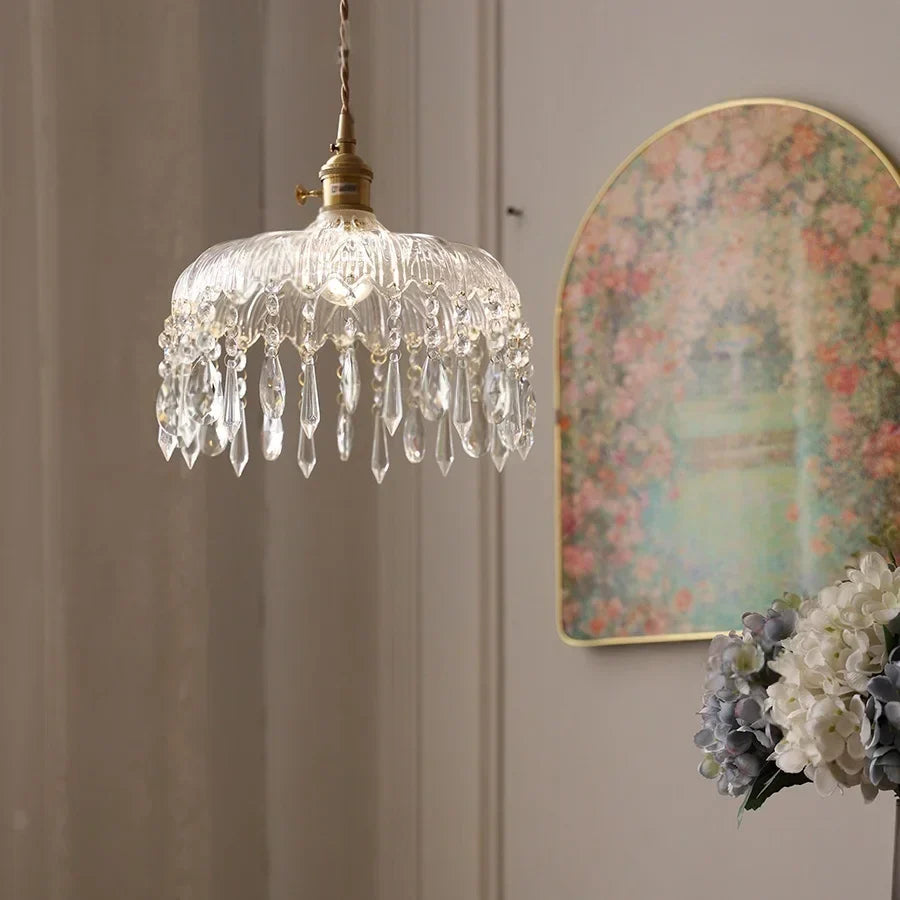 DecorBites™ Crystal Glass LED Pendant Lamp: Modern Luxury Interior Lighting for Home Decor