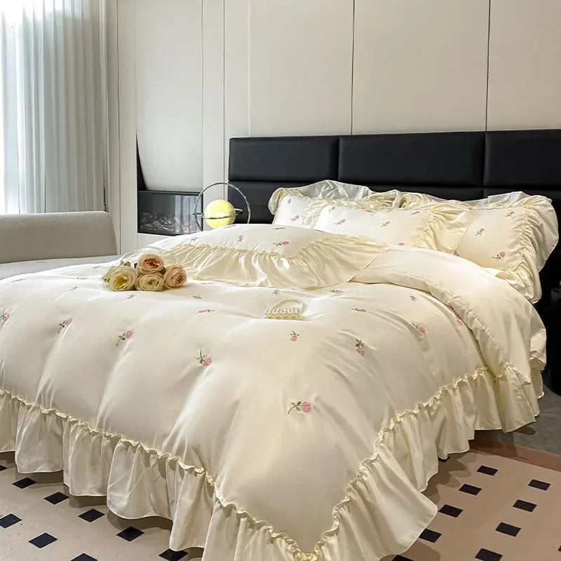 Decorbites™-Spitzenstickerei-Kühlende Bettwäsche-Set - Seidig gemütliche Bettensets