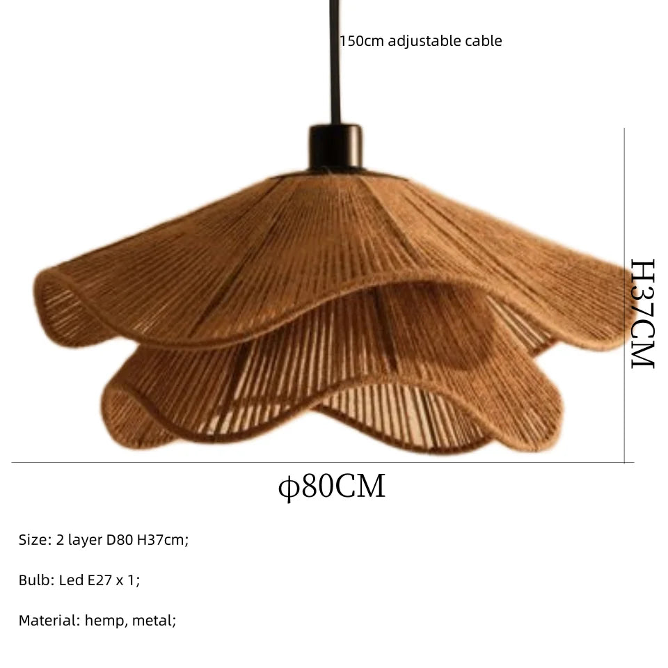 Decorbites™ Japanische Hanfstrick-Hängelampe E27 LED-Leuchte – Nordischer Wabi-Sabi-Stil