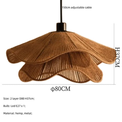 Decorbites™ Japanische Hanfstrick-Hängelampe E27 LED-Leuchte – Nordischer Wabi-Sabi-Stil