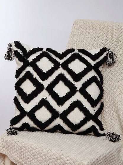DecorBites™ Geometric Chenille Embroidered Pillow Covers Boho Moroccan Style Decor