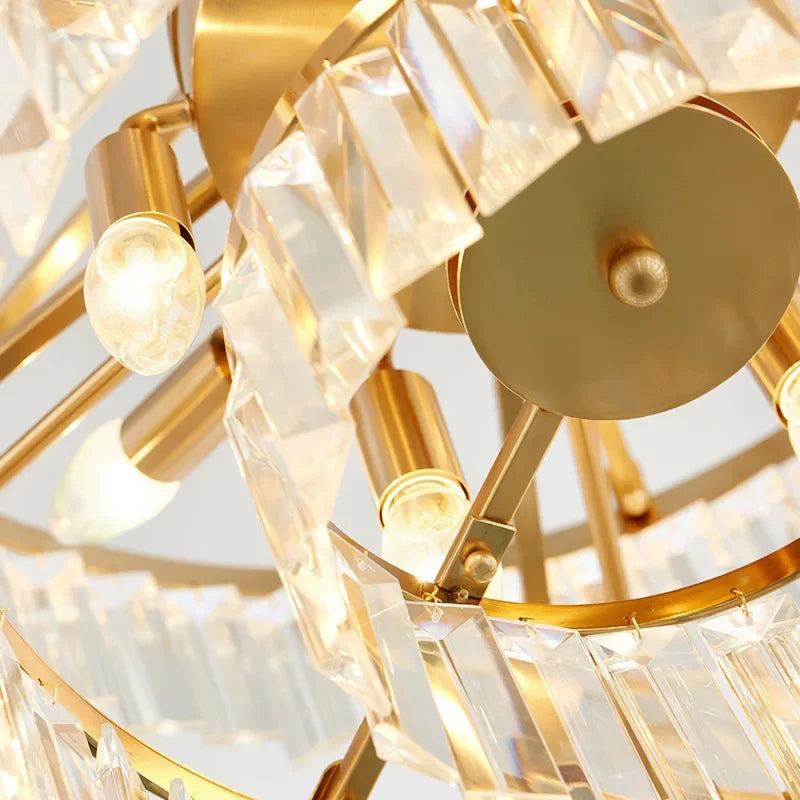 Decorbites™ Goldener Kristall-Leuchter-Hängelampe für luxuriöses Wohnzimmer, Esszimmer, Schlafzimmer