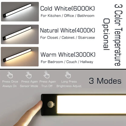 DecorBites™ LED Cabinet Light Bar Motion Sensor Magnet Lamp Wardrobe Kitchen