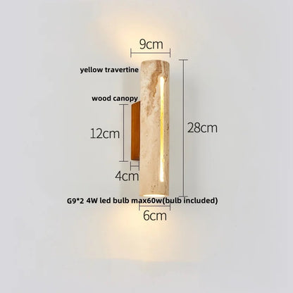 DecorBites™ LED Wall Sconce Modern Nordic Wood Canopy Terrazzo Bathroom Mirror Light