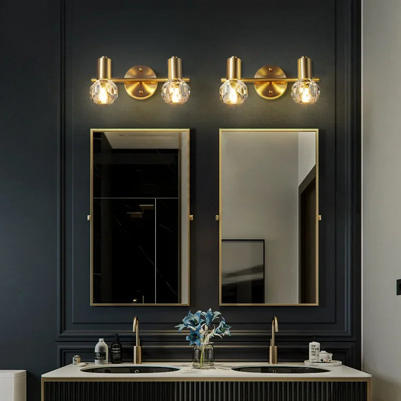 DecorBites™ Gold Crystal Wall Lamp Study Bedroom LED Light Fixture Modern Luxe Decoration